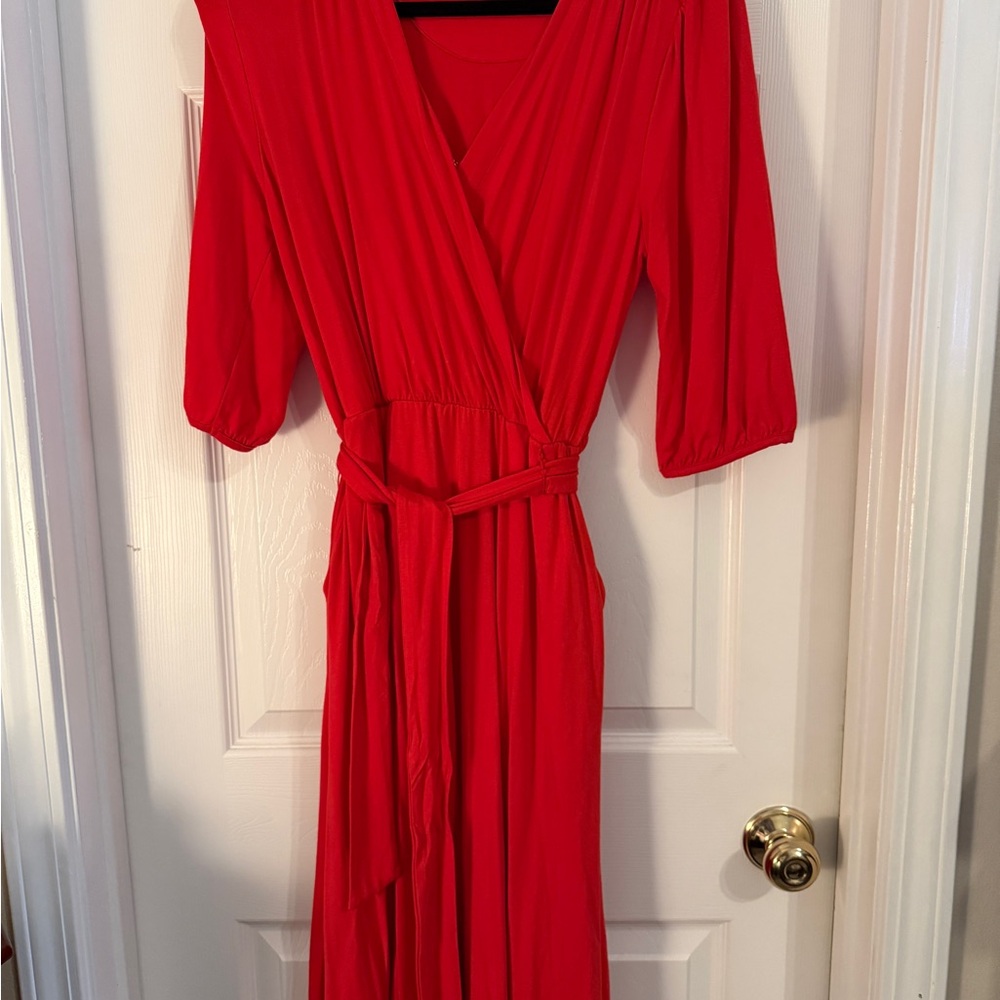 Draper James Vibrant Red Long Sleeve Dress